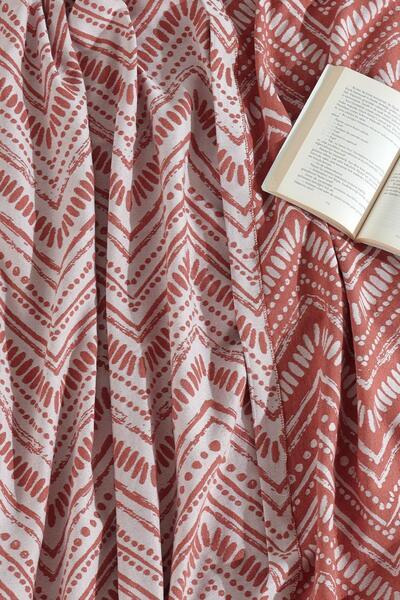 Elart Petra Yatak Örtüsü Takımı Çift Kişilik Keten Görünümlü 3 Parça (240x230 cm) Tarçın