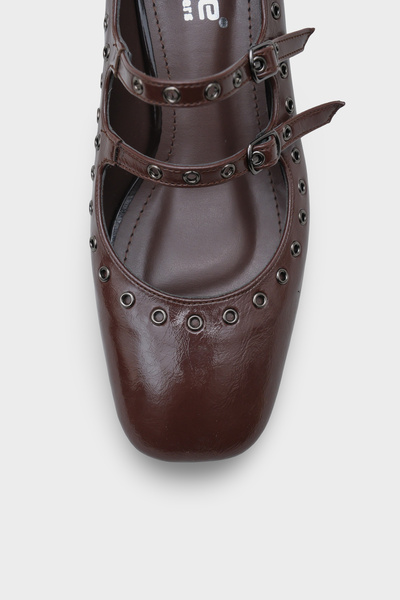 Capone Outfitters Sharona Mid Heel Strappy Studded Mary Jane Women's Shoes