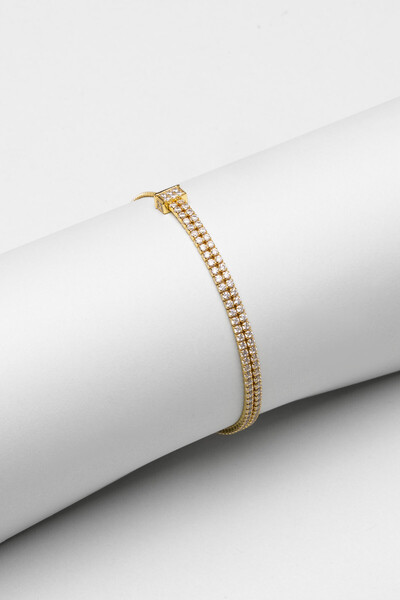 So CHIC... Çift Sıra Su Yolu 18 Ayar Sarı Altın Kaplama Gümüş Ayarlanabilir Bileklik