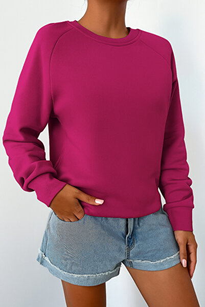 COOLHILL Women's Basic Crew Neck Raglan Sleeve Sweatshirt