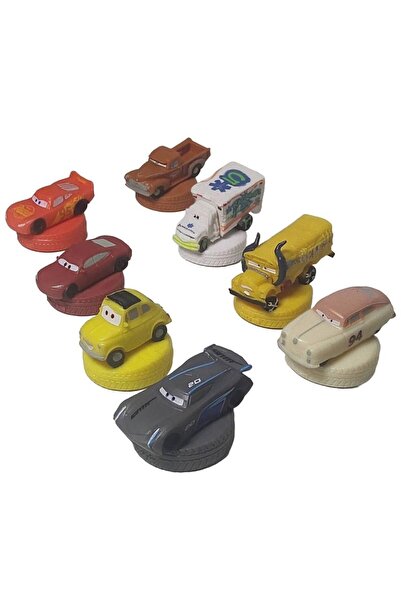 Disney Set 8 Figurine Stampeez Cars, Cars 3, V1, Fulger McQueen cu Sticker