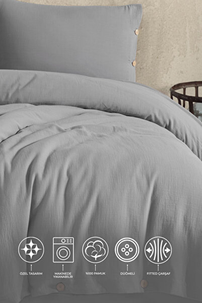 Elart Lina Двоспальний комплект постільної білизни, 4 предмети, сірий