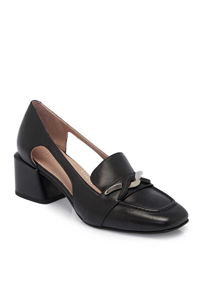 Tergan Siyah Hakiki Deri Kadın Topuklu Ayakkabı - K24I1AY67488-A23