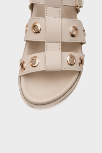 Capone Outfitters Valene Flat Heel Gladiator Women's Sandals with Metal Accessories