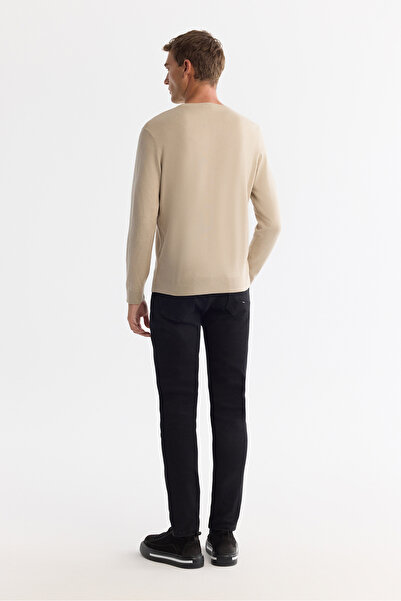 Avva Tricotaj pentru bărbați, bej, din viscoză, cu gât crew, pulover cu croială normală B005132