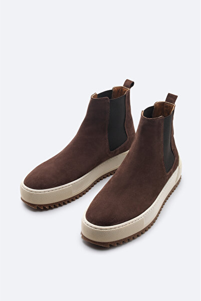 Avva Men's Brown Leather Suede Boots B 008009