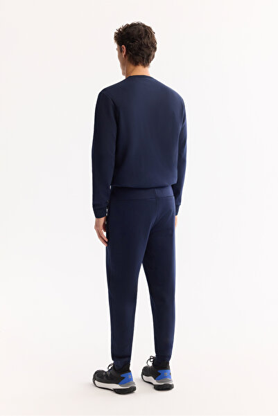 Avva Men's Navy Blue Flexible Interlock Fabric Elastic Leg Sweatpants B 003400