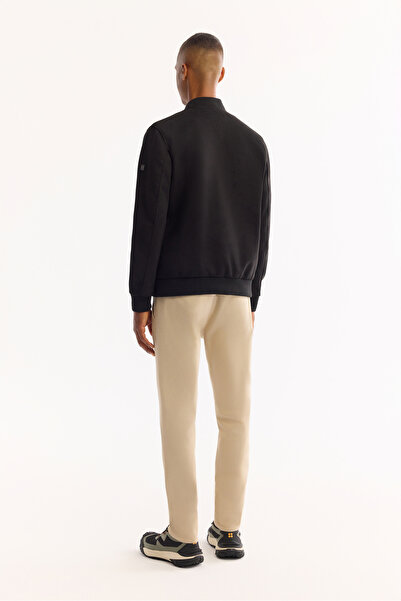 Avva Ανδρικό παλτό με μαύρο γιακά Bomber με υφή σουέτ, εποχιακό Comfort Fit B006045