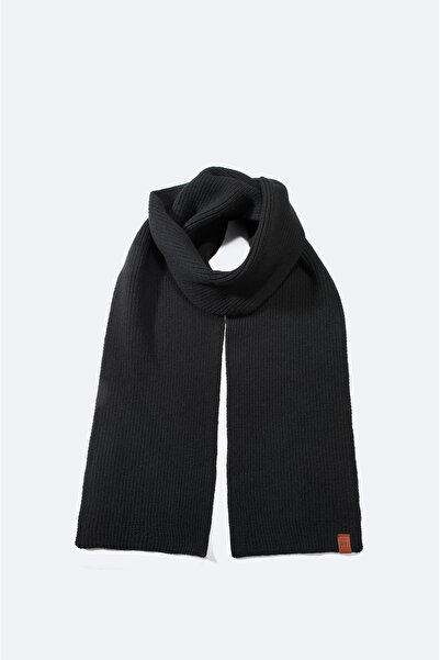 Avva Men's Black Wool Corded Scarf B009400