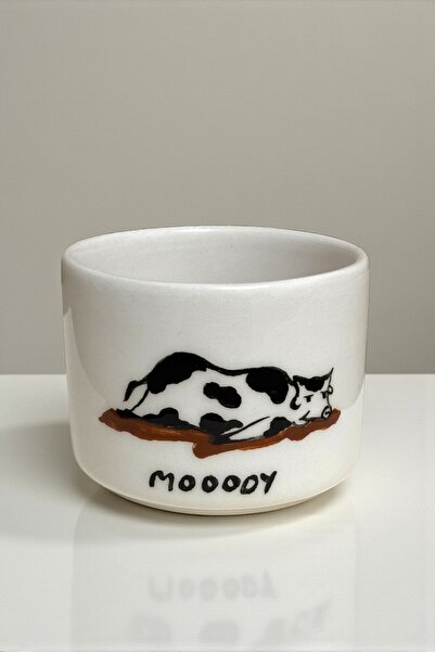 YUUGI CERAMIC كوب سيراميك مصنوع يدويًا، رسومات موودي 200 مل