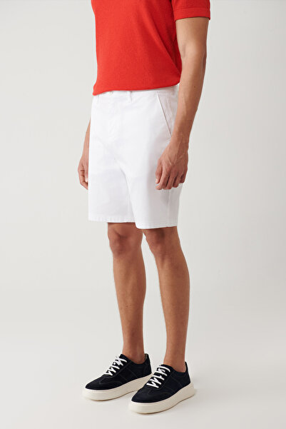 Avva Ανδρικό λευκό ελαστικό καμβά σορτς Patara Chino B 003730