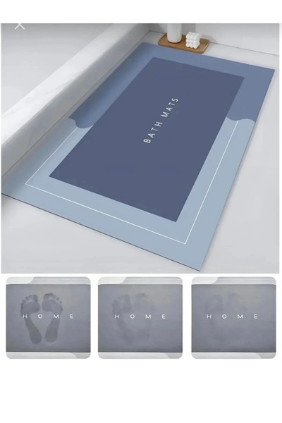 Bima Ticaret Μπλε - Γκρι Μαγικό Απορροφητικό Χαλάκι Μπάνιου Αντιολισθητικό 3,5 Μμ 40x60
