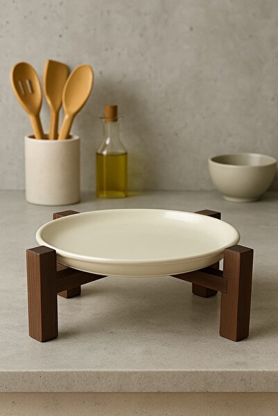 Bambum Alpina Black Bamboo Footed Ceramic Presentation Plate 17cm, Serving Plate, Dessert and Breakfast Plate