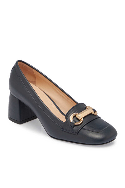 Tergan Lacivert Hakiki Deri Kadın Topuklu Ayakkabı - K24S1AY67607-A31