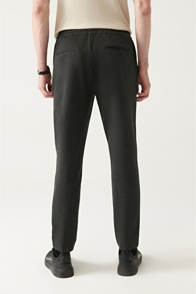 Avva Men's Anthracite Side Pocket Lace-Up Jogger Pants B 003005