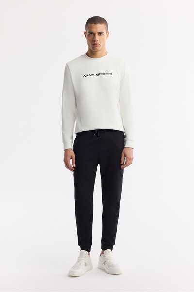 Avva Ανδρικό μαύρο ελαστικό στη μέση με κορδόνια διπλής ελαστικότητας και κανονική εφαρμογή B003400