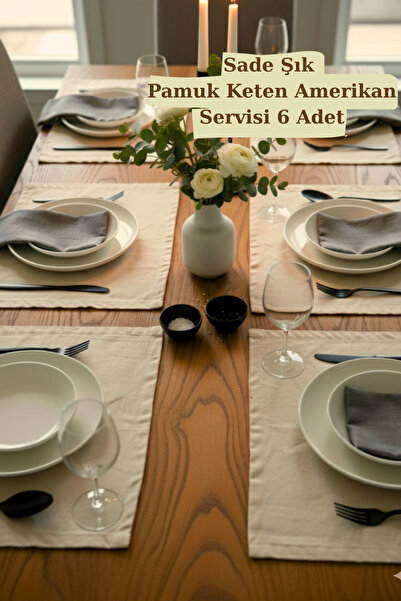 KAMİZ Natural Cotton Linen American Service - Supla - Napkin 35X45 6 Pcs