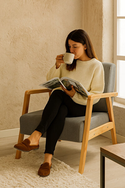 Zem Pavia Berjer Natürel Ahşap, Gri