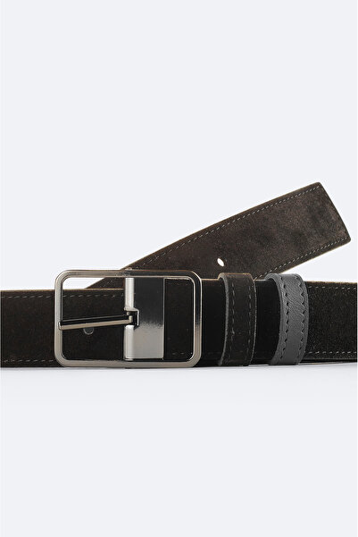 Avva Ανδρική μαύρη ζώνη διπλής όψης από 100% δέρμα σουέτ A51Y9300