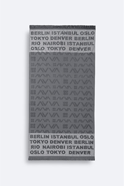 Avva Men's Anthracite Jacquard City Written Towel A51Y8200