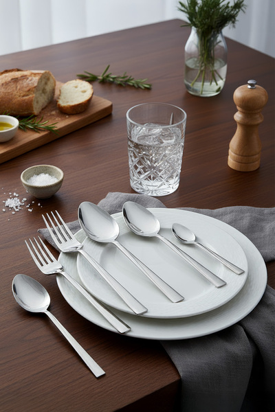 Gökdil Asrin Gold Touch 30 Piece 6 Seater 18/10 Stainless Steel Fork & Spoon Set