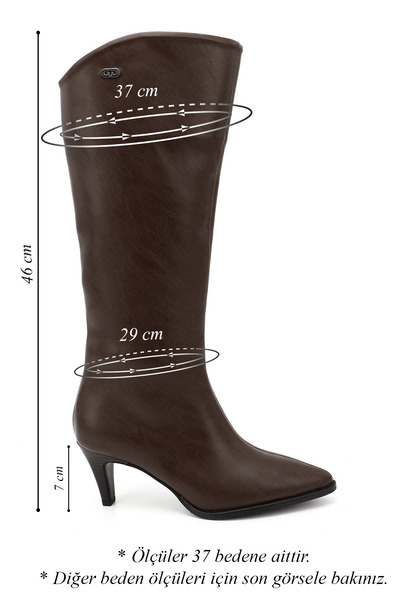 GÖNDERİ(R) Γυναικείες/Κοριτσίστικες μπότες με λεπτό τακούνι σε καφέ χρώμα