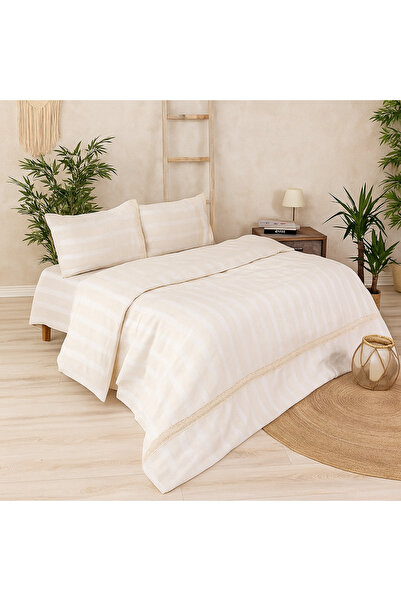 VİLERA HOME 100% Organic Cotton Flat Sheet Bedding Set (Without Seam)