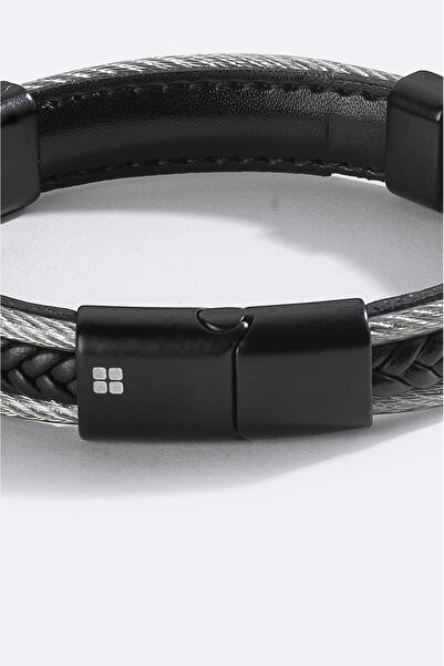 Avva Men's Black Leather Bracelet A51Y9605