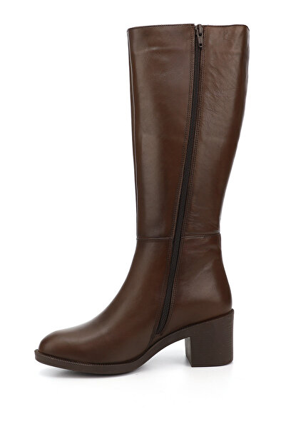 GÖNDERİ(R) Γυναικείες/Κοριτσίστικες μπότες από γνήσιο δέρμα με χοντρό τακούνι με φερμουάρ