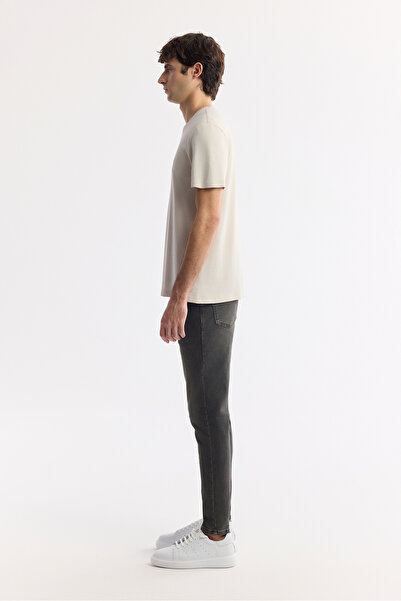 Avva Men's Beige Crew Neck Soft Touch Basic Regular Fit T-Shirt B001171