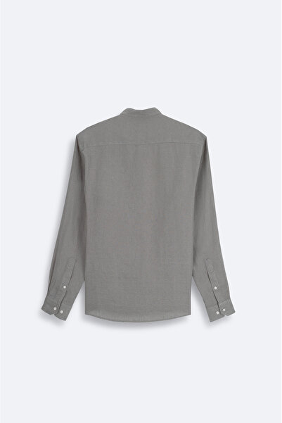 Avva Men's Gray Judge Collar 100% Linen Comfort Fit Shirt B002035