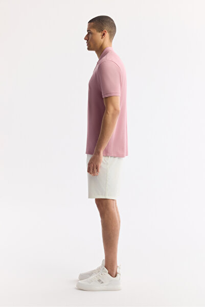 Avva Ανδρικό μπλουζάκι Dusty Rose με λαιμόκοψη πόλο 100% βαμβάκι Basic Regular Fit T-Shirt B001032