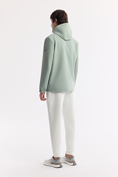 Avva Ανδρικό παλτό με κουκούλα σε πράσινο χρώμα μέντας, αδιάβροχο, αντιανεμικό, εποχιακό Comfort Fit A51Y6054