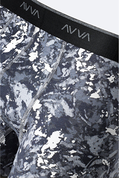 Avva Ανδρικό μπόξερ με γκρι σχέδιο από βαμβακερό μονόχρωμο ρυθμισμένο μονόχρωμο μπόξερ A51Y9502