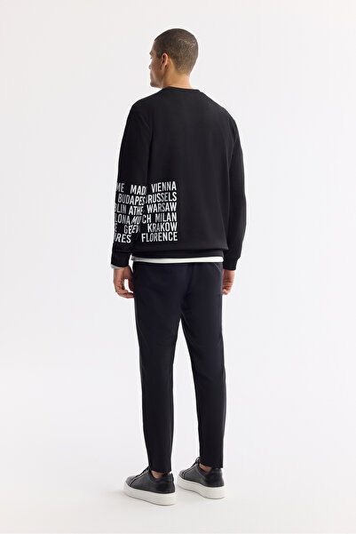 Avva Ανδρικό φούτερ με στάμπα με λαιμόκοψη με δύο ελαστικότητες και κανονική εφαρμογή A51Y1237