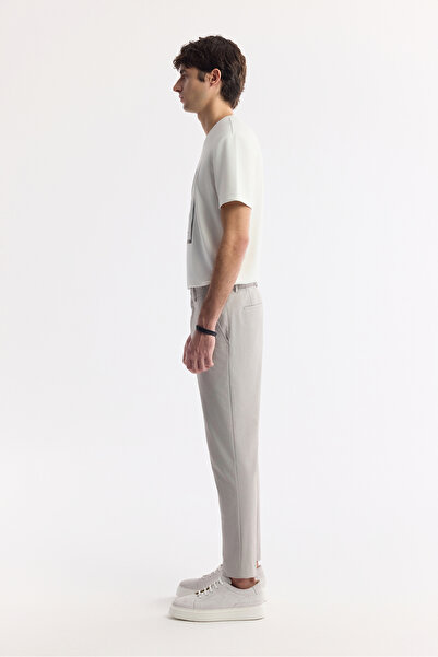 Avva Men's Gray Side Pocket Elastic Waist Bi-Stretch Comfort Slim Fit Trousers A51Y3204