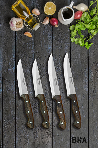 Sürmene Bıçakçı Hacı Ahmet Mutfak Sürmene Biftek Bıçağı Takımı Günlük Kullanım Doğrama Et Sebze Steak Biftek Bıçak Seti - 4lü