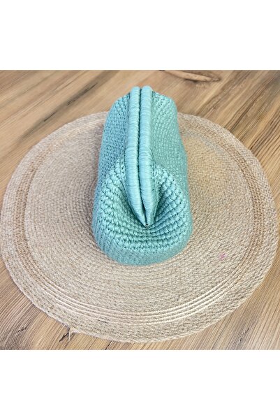 8 Ekim Tasarım Atölyesi Inspired Handcrafted Raffia Mini Clutch – Mint Serenity Edition
