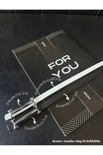 Fiori 2-Piece Silver Long Buckle Thin Belt, Trouser Belt, Shirt Belt, Coat Belt, Dress Belt