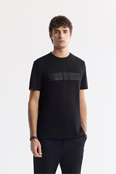 Avva Ανδρικό μπλουζάκι με στάμπα με λαιμόκοψη με δύο ελαστικότητες και κανονική εφαρμογή A51Y1021