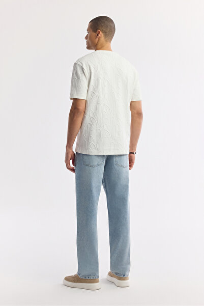 Avva Ανδρικό μπλουζάκι με λαιμόκοψη από βαμβακερό ζακάρ ελαστάνη Comfort Fit A51Y1122