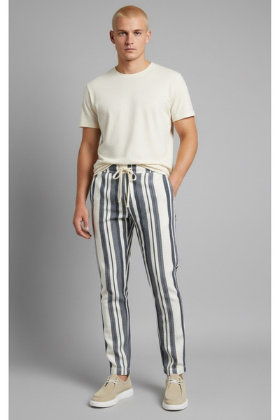 DAVID&GERENZO Чоловічі смугасті лляні штани