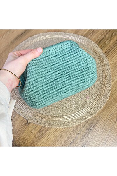 8 Ekim Tasarım Atölyesi Inspired Handcrafted Raffia Mini Clutch – Mint Serenity Edition