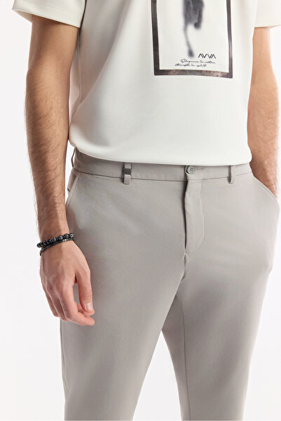 Avva Erkek Gri Yan Cepli Beli Lastikli Bi-Stretch Comfort Slim Fit Pantolon A51Y3204