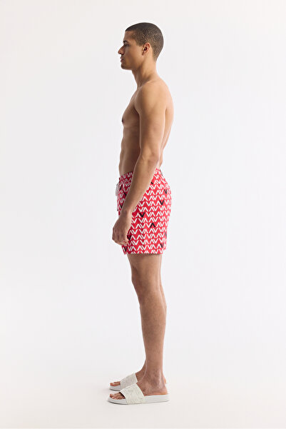 Avva Erkek Kırmızı Hızlı Kuruyan Baskılı Çantalı Relaxed Fit Relaxed Fit Deniz Şortu A51Y3827