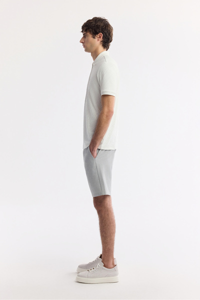 Avva Men's White Polo Neck Jacquard Regular Fit T-Shirt A51Y1090