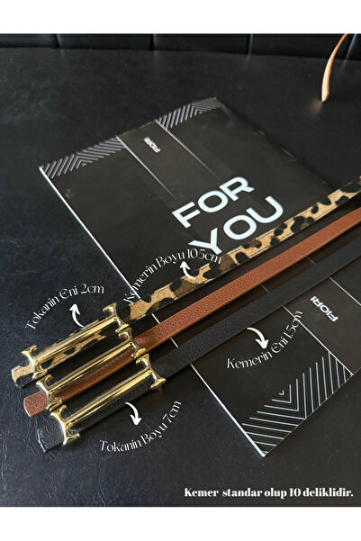 Fiori 3-Piece Gold Long Buckle Thin Belt, Trouser Belt, Shirt Belt, Coat Belt, Dress Belt