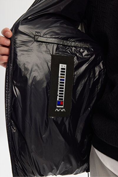 Avva Men's Black Hooded Goose down Water Repellent Windproof -20 ° C Durable Inflatable Coat A42Y6182