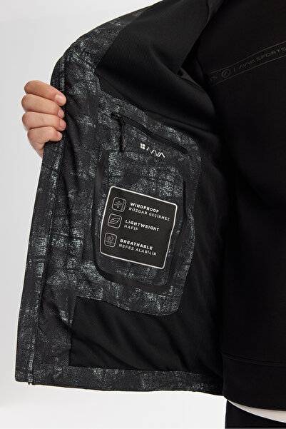 Avva Men's Black Hooded Windproof Seasonal Comfort Fit Coat A42Y6152