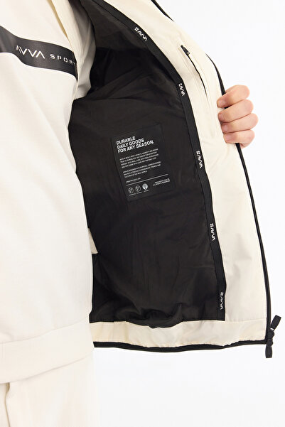 Avva Men's White Hooded Water Repellent Windproof Comfort Fit Coat A42Y6041